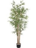 Faux Bamboo Tree with 1296 Leaves & Natural Trunk - 6'