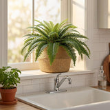34" Premium Artificial Boston Fern – 49 Lush Fronds for Home & Office Indoor Décor – No Maintenance
