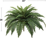Floral Home 34" Artificial Boston Fern Bush with 49 UV-Resistant Silk Fronds