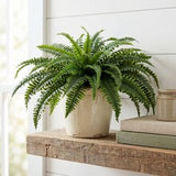 Floral Home 34" Artificial Boston Fern Bush with 49 UV-Resistant Silk Fronds