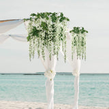 69" White Artificial Silk Wisteria Spray Branches - Realistic and Long-Lasting Faux Flowers for Elegant Home Decor, Wedding Displays & Special Events