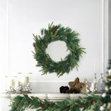 Floral Home by Artificial Flowers Artificial  Real Touch Christmas Pine Wreath Natural Cones Indoor / Outdoor-24"