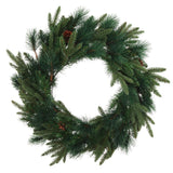 Floral Home by Artificial Flowers Artificial  Real Touch Christmas Pine Wreath Natural Cones Indoor / Outdoor-24"