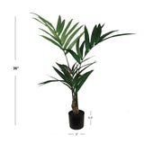 Indoor Oasis 3ft Artificial Kentia Palm Plant with 38 Leaves - Lifelike Faux Greenery for Home & Office Decor in Elegant Pot - Maintenance-Free Tropical Touch for Living Room, Bedroom, and Workspace