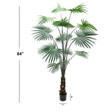 Stunning 7' Indoor Fan Palm - Tropical Foliage Plant with 14 Lifelike Leaves in Decorative Pot - Perfect for Home and Office Decor