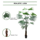 Stunning 7' Indoor Fan Palm - Tropical Foliage Plant with 14 Lifelike Leaves in Decorative Pot - Perfect for Home and Office Decor