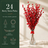 Faux Holly Berry Stems with 35 Berries - 17"