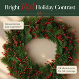 Faux Holly Berry Stems with 35 Berries - 17"