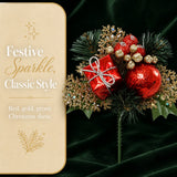 Faux Holly Pine Pick with Ball