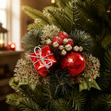 Faux Holly Pine Pick with Ball
