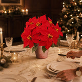 Red Velvet Faux Poinsettia Bush with 7 Silk Sprays - 20"