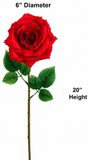 Red Roses - 6 Artificial Silk Roses with 20" Stems - Ideal for Centerpieces, Wedding Decor, Home & Event Decorations - Lifelike, Blooms for Every Occasion