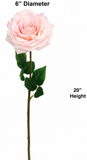 Light Pink Silk Roses – 6-Pack, 20" Long Stems for Home Vases, Weddings & Floral Arrangements