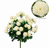 Classic Cream White Silk Flower Mum Bush, 18" Tall - Contains 11 Sprays & 33 Blooms - Lifelike Fake Chrysanthemum for Home Décor, Wedding Arrangements, Event Centerpieces - Elegant & Durable