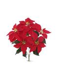 20" Red Poinsettia Bush - Set of 6 - Realistic Artificial Flowers for Christmas Decorations, Floral Arrangements, and Holiday Crafts, Floral Home by Artificial Flowers