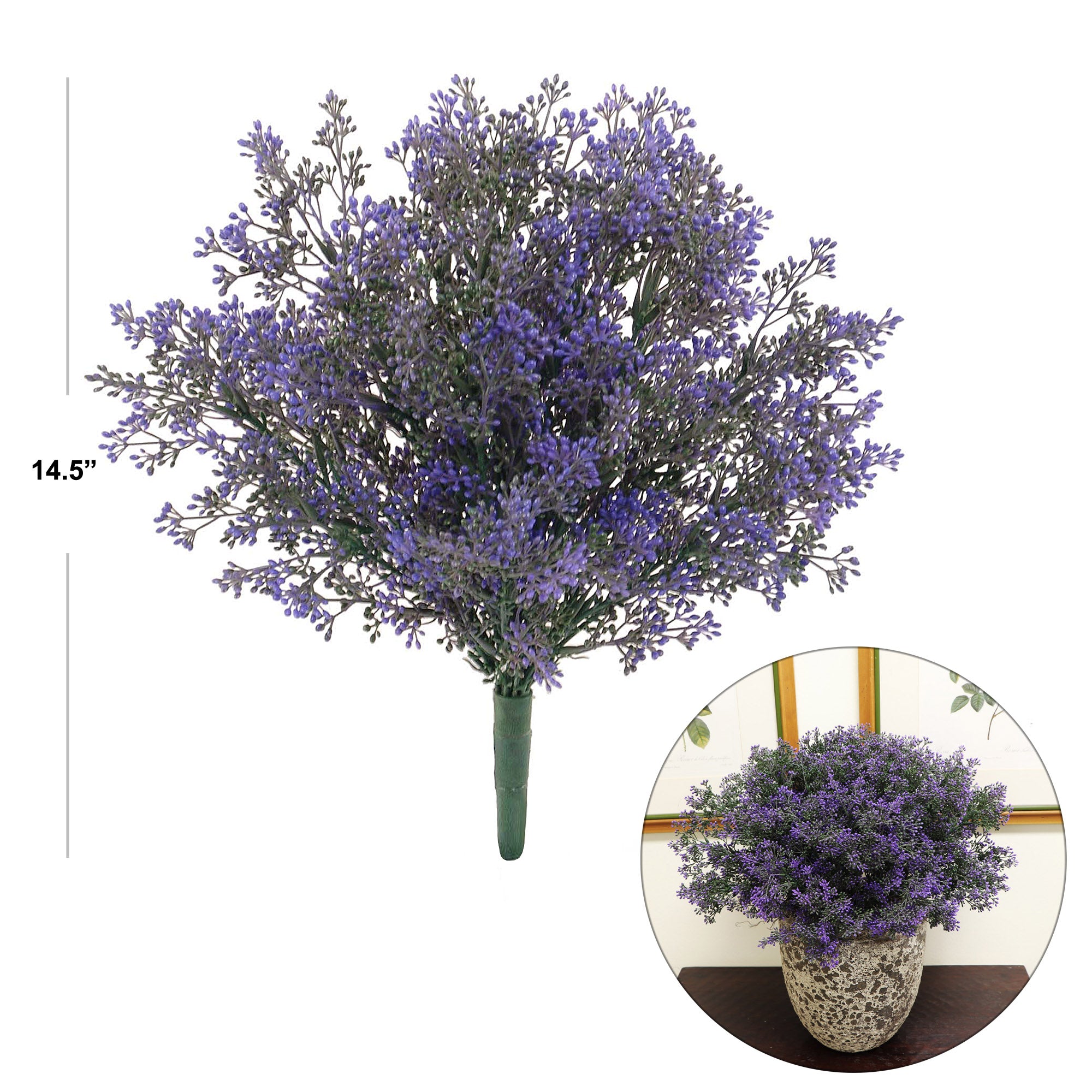 Vibrant 14.5" Purple Boxwood Flower Bush - Lifelike Artificial Plant for Home Decor, Weddings, and Floral Arrangements