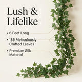 Silk English Ivy Garland 6 ft, 185 Leaves, UV-Resistant