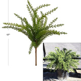 Artificial Green Cedar Faux Bush 17", 18 Fronds, Indoor/Outdoor, Set of 4