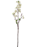 White Cherry Blossom Branches with Lifelike Silk Flowers (24 Pack) - 33"