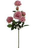 Faux Rose Spray with 5 Blooms & 1 Bud - 27"