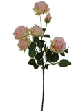 Faux Rose Spray with 5 Blooms & 1 Bud - 27"