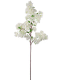 White Cherry Blossom Branches with Lifelike Silk Flowers (12 Pack) - 30