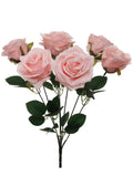 3PC 16" Pink ROSE BUSH W/7 FLOWERS