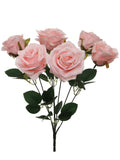 3PC 16" Pink ROSE BUSH W/7 FLOWERS