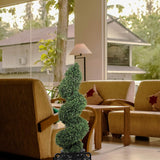 36" Boxwood Spiral Topiary Tree, UV Resistant Outdoor Faux Boxwood Shrub, Pre-Potted Artificial Topiary, Fake Plant for Indoor Outdoor Front Porch & Garden Decor