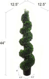 44" Boxwood Spiral Topiary Tree, UV Resistant Outdoor Faux Boxwood Shrub, Pre-Potted Artificial Topiary, Fake Plant for Indoor Outdoor Front Porch & Garden Decor