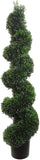 44" Boxwood Spiral Topiary Tree, UV Resistant Outdoor Faux Boxwood Shrub, Pre-Potted Artificial Topiary, Fake Plant for Indoor Outdoor Front Porch & Garden Decor
