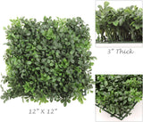 Artificial Boxwood Square Panels 12x12 Inch, UV-Resistant, Indoor/Outdoor, 12 Pack