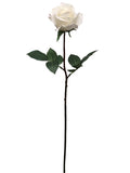 27” Real Touch White Rose with Candle Center – 4” Bloom Faux Flower for Home, Wedding & Events