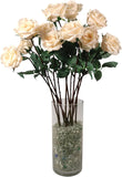 Real Touch Peach Rose Stems, Bundle of 12 - 27"