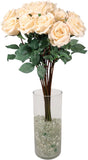 Real Touch Peach Rose Stems, Bundle of 12 - 27"