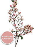 Dogwood Branch with Silk Flowers and Green Leaves - 50"