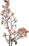 Dogwood Branch with Silk Flowers and Green Leaves - 50"
