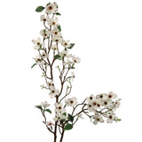 Dogwood Branch with Silk Flowers and Green Leaves - 50"