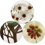 Dogwood Branch with Silk Flowers and Green Leaves - 50"