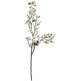 Dogwood Branch with Silk Flowers and Green Leaves - 50"