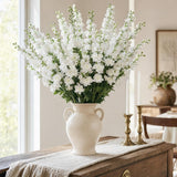 Artificial Silk Delphinium Stem, 28 Flowers & 9 Leaves, 40"