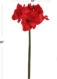 Red Artificial Amaryllis Flower Stem 28 Inch Faux Silk Plant