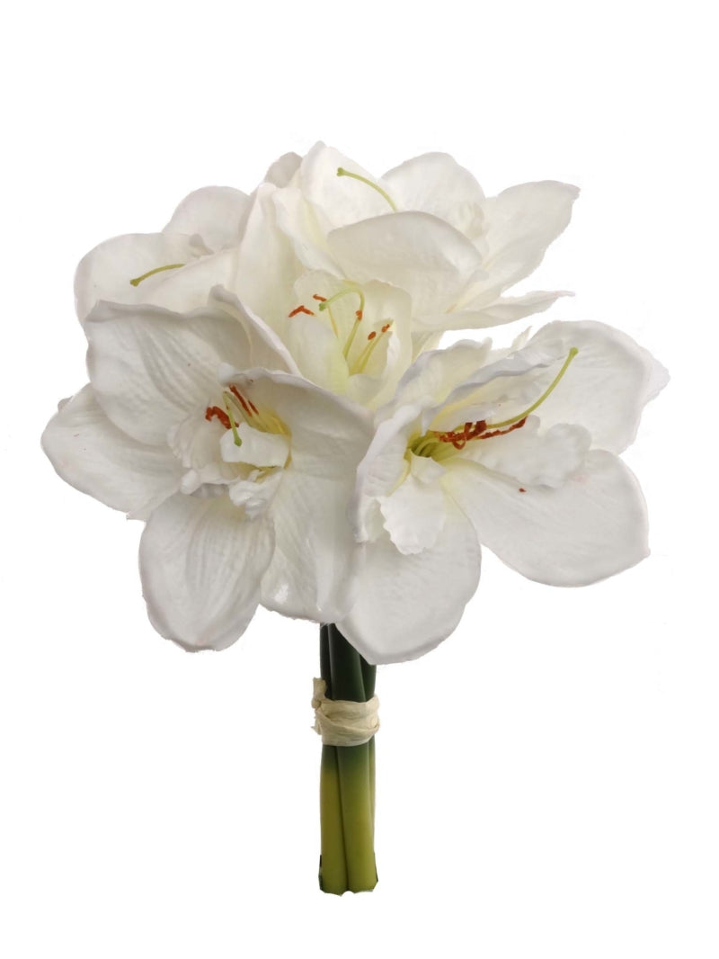 Chic 12.5" White Amaryllis Flower Bundle (Set of 12) - Lifelike Artificial Flowers for Home Decor, Wedding, Events - Top-rated Aesthetic Floral Arrangement
