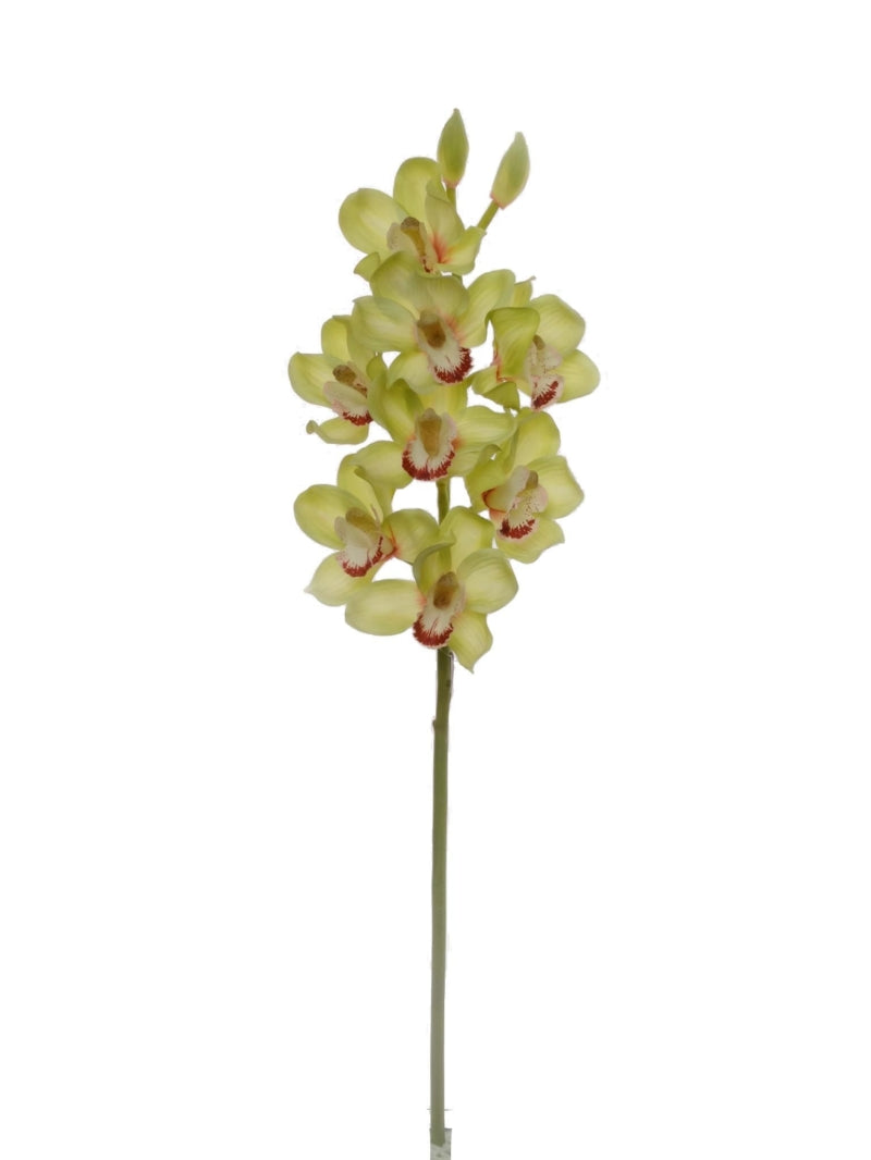 Lush Set of 12, 30-inch Green Cymbidium Sprays - Lifelike Orchid Stems for Stunning Floral Arrangements and Home Decor