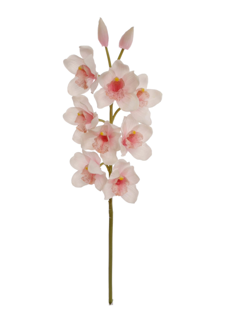 Graceful Set of 12, 30-inch Light Pink Cymbidium Sprays - Lifelike Orchid Stems for Elegant Floral Arrangements and Home Decor