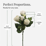 3-Piece 16" Artificial White Rose Silk Spray Set for Home Decor, Weddings & Centerpieces
