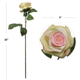 Captivating 20-inch Green Pink Open Rose with 4" Diameter - Ideal for Weddings, Home Decor, and Gifting, Floral Home by Artificial Flowers