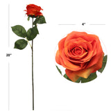 Radiant 20-inch Orange Open Rose with 4" Diameter - Perfect for Weddings, Home Decor, and Special Events