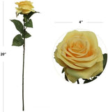 Yellow Faux Open Rose - 20", 4" Bloom