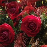 Red Velvet Faux Rose Bouquets, Set of 12 - 10"